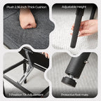 TIOPGHAD Adjustable Ottoman Pouf Footrest, 60 Degree Tilt, Carbon Gray | 4-Height, 28 Positions, Iron frame, Foam Cushion, 15.74 x 11.81 x 13.34 in, Under Desk, Living room, Home Office