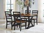 Signature Design by Ashley Wildenauer Dining Chairs Set of 2, Modern Ladderback Dining Chairs with Solid Wood Frame, Two-Tone Finish, Contoured Seat, Black/Brown | Solid wood frame, Mango veneer and MDF substrate seat, Modern ladderback, 250 lb capacity