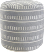 LR Home Dash and Stripe Geometric Indoor Outdoor Pouf, Blue/White, 20" x 20" x 20"