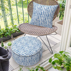 DYTXIII Inflatable Ottoman Stool D21 xH9 for Outdoor/Indoor Use, Water Repellent Patio Foot Rest Stool with Portable Handle,Round Pouf Ottoman Suitable for Garden,Deck and Camping - Pebble Blue