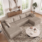 124 Inch Oversized Sectional Sofa Cloud Couch for Living Room - Symmetrical U Shaped Modular Couches Set with Double Chaise, No Assembly Floor Compression Sofa & Couch