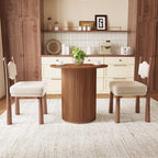 AVZEAR 31.5" Round Dining Table for 2 People, Small Kitchen Dinner Table with Fluted Wood Base, Farmhouse Circle Dining Tables for Home, Kitchen, Dining Room, Living Room (Walnut)