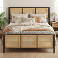 LIKIMIO Queen Bed Frame, Platform Bed Frame with Rattan Headboard