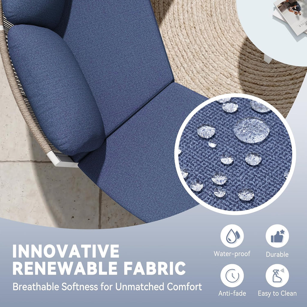 Crestlive Curved Patio Furniture Set, Modular Half Moon 6-Seater Sofa with Round Coffee Table, Aluminum Outdoor Sectional with 4.3" Cushions, All-Weather Couch for Backyard, Deck, Porch, Poolside