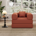 Single Couch Sofa for Small Spaces, 2-in-1 Single Sofa with Soft Corduroy Foldable Chair Lounger Sleeper Sofas for Small Apartment, Living Room, Home Office (Orange, 35.43" Single Sofa)