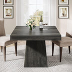 Tribesigns Square Dining Table for 4, 31.5-Inch Small Kitchen Table with Sturdy Pedestal Base, Farmhouse Dinner Table for Dining Room, Living Room, Kitchen (Gray)