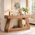60" Farmhouse Entryway Table, Console Table with Drawer, Narrow Long Wood Sofa Table for Living Room, Wooden Hallway Foyer Table with Heavy Duty Base, Entry Table for Entrance(Light Knotty Oak)