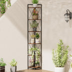 6 Tier Corner Shelf Stand, 78" H Tall Industrial Corner Bookshelf for Living Room Decor, Metal Corner Shelf, Plant Stand Display Shelf for Bedroom, Bathroom, Small Space, Rustic Brown