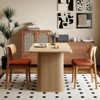 FUQARHY Dining Table for 4, Small Rectangular Kitchen Table for 2 with 3-Tier Storage Shelf, Farmhouse Modern Fluted Wood Table (Oak)