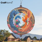 Personalized Dragon & Phoenix Wind Spinner 3D Stainless Steel, Dragon Garden Spinner Hanging Outdoor Decor, Wind Spinners Outdoor, Custom Gift for Grandmother, Mom, Wife