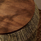 Modway Maris Hand-Woven Seagrass and Wood Round Side Table – 18 Inch Drum End Table for Boho, Coastal, or Modern Living Rooms in Walnut Natural