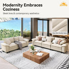 SUNSHINE VALLEY 3-Piece Modular Sectional Cloud Couch and Loveseat Sofa Set | Modern 7-Seater Sofa Set, White, Wider Armrest, Comfy Deep Seat, Soft Chenille Furniture Set for Living Room Bedroom