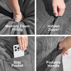 fond + found Adults Bean Bag Chair 5FT Big BeanBag Chair Giant Oversized | Memory Foam,Washable Cover,Velvet Fabric,Side Pocket,Handle,Big Adults Bean Bag Reading Gaming Bedroom Living Room | Grey 5FT