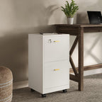 Lavish Home 2 Drawer File Cabinet - Filing Cabinet with Lock - Rolling File Cabinet for Under Desk Storage - Wood Filing Cabinet for Home or Office Organization (White)
