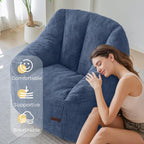 MAXYOYO Bean Bag Chair for Adults, Foam-Filled Floor Sofa for Reading | Bean Bag Chair for Adult with Filler, Cozy Living Room Chair for Bedroom Dorm, Dusty Blue