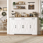 HOSTACK Kitchen Buffet Sideboard Storage Cabinet, Coffee Bar Cabinet, White