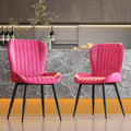 Dining Chairs Set of 2,Pink Leather Dining Chair Upholstered,Kitchen Chair,Modern Dining Room Chairs with Black Metal Legs Frame for Restaurant,Dining Room,Cafe