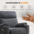 EBELLO Power Recliner Chair, Electric Fabric Reclining Sofa with Cup Holders, USB Type-C Charging Ports, for Small Living Room, Bedroom and Meeting Room, Grey