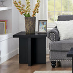 Roundhill Furniture Mchome Square End Table, Nightstand, Black Finish