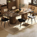 Dining Chairs, Swivel Dining Chairs Set of 6, Faux Leather & Rattan Walnut Dining Room Chairs, Bentwood & Metal Frame Upholstered Chairs with 360°Rotation, Modern Kitchen/Living Room Chair (Black)