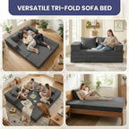 Convertible Sofa Bed, 4-in-1 Loveseat with Removable Armrests Backrest, Corduroy Futon Couch Bed with Pillow, Foldable Mattress Sleeper Sofa for Living Room Bedroom Small Place (Grey)