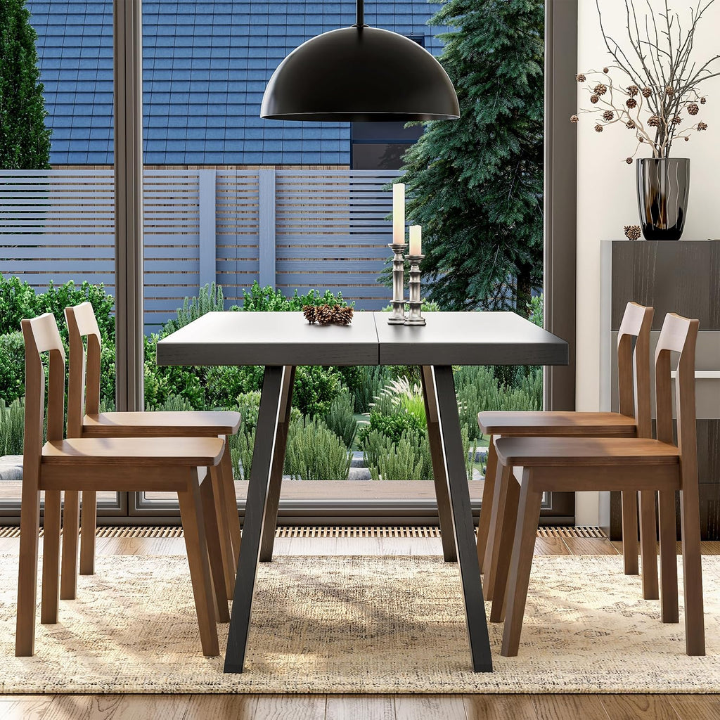 EYYTHUNG Wooden Dining Room Chairs Set of 2, Farmhouse Wood Kitchen Chair, Mid Century Modern Armless Dining Chair for Living Room, Brown