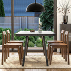 EYYTHUNG Wooden Dining Room Chairs Set of 2, Farmhouse Wood Kitchen Chair, Mid Century Modern Armless Dining Chair for Living Room, Brown