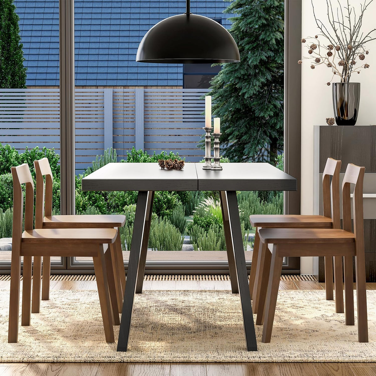 EYYTHUNG Wooden Dining Room Chairs Set of 2, Farmhouse Wood Kitchen Chair, Mid Century Modern Armless Dining Chair for Living Room, Brown