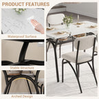 5-Piece Dining Table Set for 4, Modern Kitchen Table with 4 Boucle Chairs, Rectangular Dining Table with Storage Shelf & Marble Tabletop, Beige Home Dining Furniture for Small Space, Beige+White
