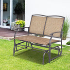 GIANTEX Patio Glider Benches for Outside, Swing Glider Chair w/Steel Frame | 400 LBS Capacity, Patio Swing Rocker, 2-Person Loveseat for Backyard, Poolside, Lawn, Balcony, Porch Glider Bench(Brown)