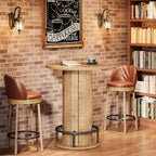 Tribesigns Small Round Dining Table, Bar Height Circle Kitchen Table with Footrest, for Small Spaces, Dining Room, Bar, Bistro, Pub, Brown (Only Table)