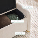 Walker Edison Chantelle Modern Contemporary Curved Upholstered Bench with Storage, 56 Inch, Ivory Bouclé