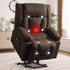 Korser Dual Motor Power Lift Recliner Chair for Elderly with Massage and Heat, Oversized Electric Recliner with Side Pockets, Living Room, Waffle, Brown