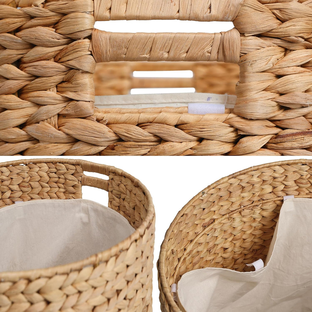 happimess SSL1003B Josie 18" Modern Coastal Hand-Woven Hyacinth Storage Ottoman with Lid, Foot Rest for Living Room, Bedroom, Entryway, Foyer, Natural/Black