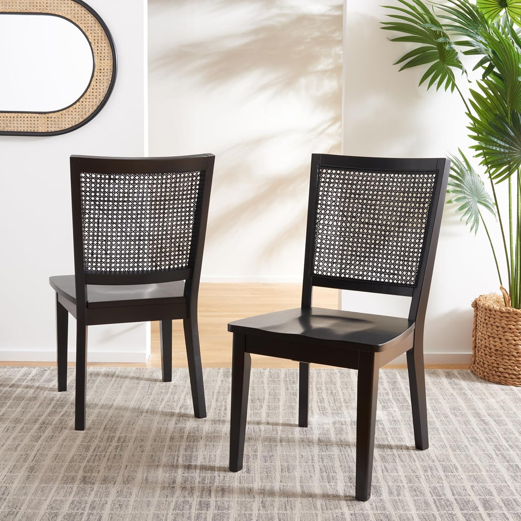 SAFAVIEH Home Collection Margo Coastal Black Dining Chair Set of 2