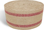 AK TRADING CO. Natural Jute Webbing (Burlap) 3.5 Inches X 72 Yards - Natural with Red Stripes for Reupholstering Couches, DIY Crafts, Bagels Boards and More