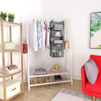MAX Houser 5 Shelf Hanging Closet Organizer,Space Saver, Closet Hanging Shelves with (4) Side Pockets,Foldable,Light Grey