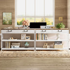 IRONCK 47.2" Farmhouse Console Table, Sofa Table with Drawer, Narrow Long Entry Table with 2 Shelf for Entryway, Living Room, Hallway, White/Walnut