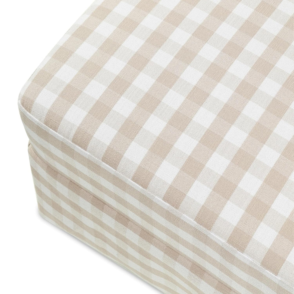 Namesake Crawford Gliding Ottoman in Tan Gingham, Greenguard Gold & CertiPUR-US Certified