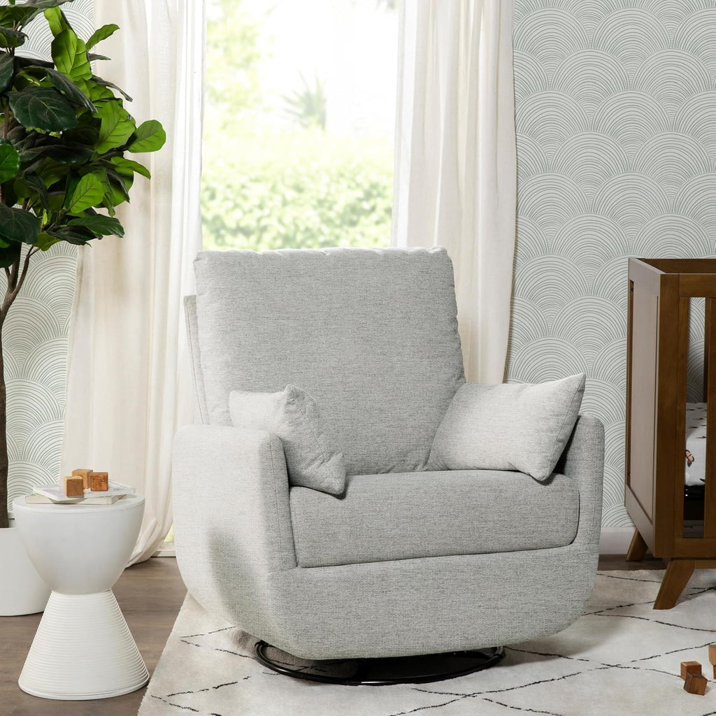 Davinci Juno Swivel Glider, GREENGUARD Gold Certified, Frost Grey | FSC & CertiPUR-US Certified Glider w/ 360° Swivel & Metal Base - Spacious Seating for Extra Comfort - Fully Assembled