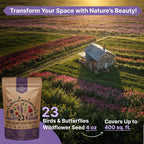 Organo Republic 23 Wildflower Seeds Annual & Perennial Mix for Indoor & Outdoors, Attract Birds & Butterflies 100,000+ Non-GMO, Heirloom Garden Seeds, 4oz Packet for Growing Wild Flowers