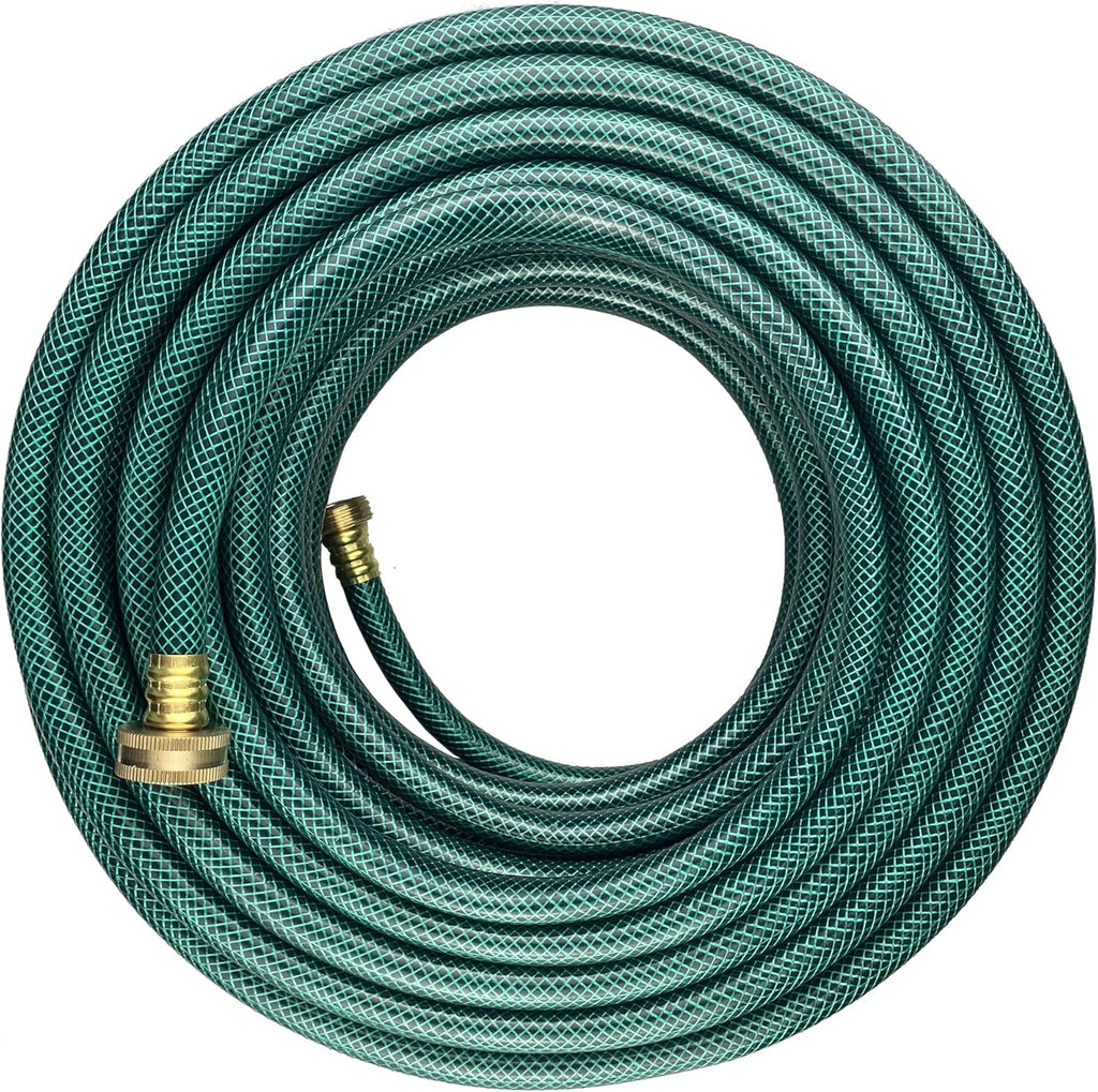 PVC Garden Hose 1/2 Inch Green Heavy Duty Water Hose with Solid Brass Fittings,No Leaking, Flexible,for outdoors,Lawns,Patio (100 FT, Green, Brass Fittings)