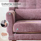 Modern Accent Chair, Upholstered Armchair with Pillow, Fabric Single Sofa Chair with Lounge Seat Solid Wood Legs Accent Chair for Living Room Bedroom Small Spaces (Purple)