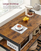 VASAGLE Kitchen Island with 3 Shelves, Storage Cabinet, Steel Structure | Kitchen Shelf with Large Wooden Worktop, 47.2 Inches Width, Rustic Brown and Matte Black, BARNET Collection UKKI101K01