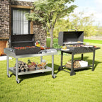 Jocisland 25"x28" Stainless Steel Equipment Stand & Equipment Grill Stand Table, NSF Certified with Adjustable Undershelf, Wheels and Edge Baffle for Commercial Kitchen, Restaurant & Home