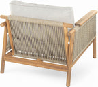 Merax Outdoor Acacia Wood Lounge Chair w/Cushions Set of 2, Patio Club Chair with Rope & Sturdy Wood Legs, All-Wearther Singe Sofa Chair for Porch, Lawn, Backyard, Balcony, Teak+ Beige
