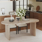 71" Accent White Extendable Dining Table, Mid-Century Modern Wood Oval Space Saving Extending Kitchen Tables for 2-6 People