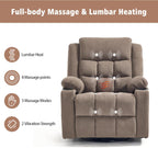 Ketaiyou Rocker Swivel Recliner Chair for Adults, Overstuffed Manual Recliner Glider with Massage and Heat, Comfy Soft Fabric Living Room Reclining Sofa Chair (Coffee2)
