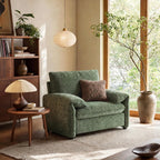 Oversized Accent Chair for Living Room, Wide Chenille Reading Chair | Comfy Padded Arms Deep Seat Springs Cushion Single Sofa Chair for Bedroom Apartment Green