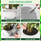 6pc 15.7" Plant Pot Covers Custom Cut Plant Pot Grids to Protect Soil from Animals for Indoor & Outdoor Potted Plants by Preventing Soil Damage Includes 18 Securing Stakes